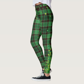 Saint Patrick's Day Glitter Shamrocks Tartan Pset Leggings