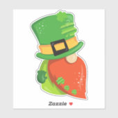 Saint Patrick's Day Gnome, Leprechaun Pet, Clovers Sticker (Vel)