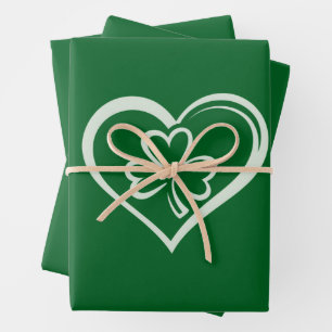 Saint Patrick's Day Grappige Shamrock Hart Iers  Inpakpapier Vel