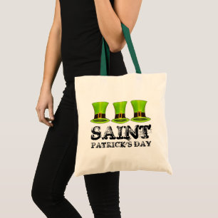 Saint Patrick's Day Green Leprechaun Tophats Tote Bag
