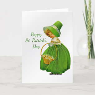 Saint Patricks Day Green Vintage Irish Girl Feestdagen Kaart
