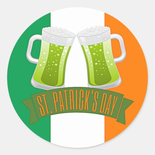 Saint Patrick's Day - Groen bier Ronde Sticker (Voorkant)