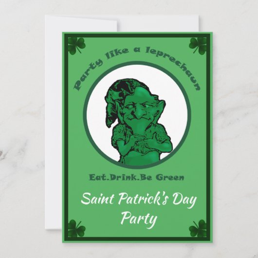 Saint Patrick's Day Invitation du parti Leprechan (Devant)