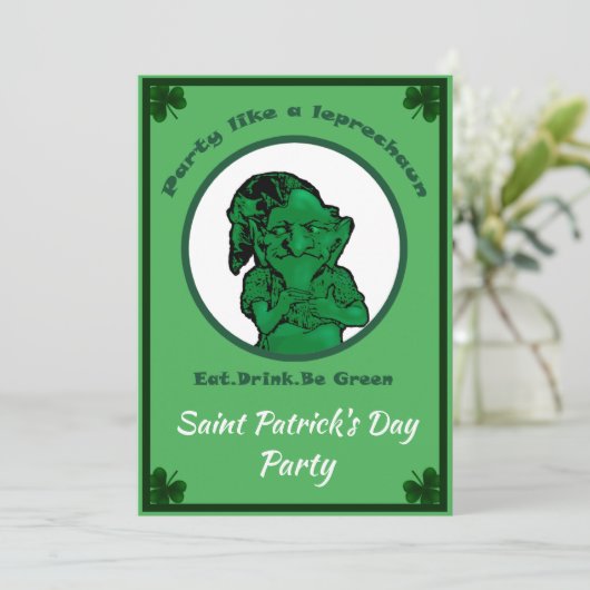 Saint Patrick's Day Invitation du parti Leprechan (Debout devant)