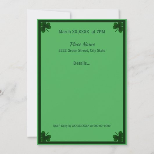 Saint Patrick's Day Invitation du parti Leprechan (Dos)