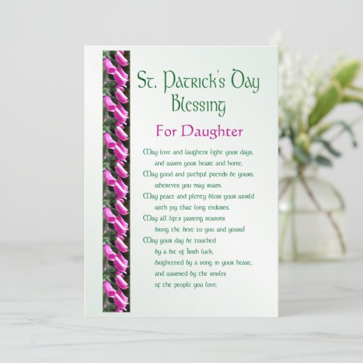 Saint Patrick's Day Irish Blessing for Daughter H Feestdagenkaart (Staand voorkant)