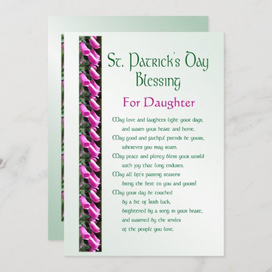 Saint Patrick's Day Irish Blessing for Daughter H Feestdagenkaart (Voorkant / Achterkant)