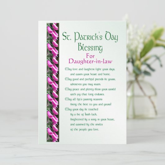 Saint Patricks Day Irish Blessing for Daughter-in- Feestdagenkaart (Staand voorkant)