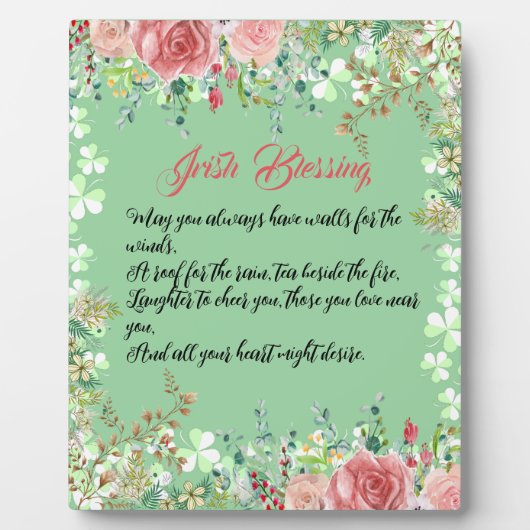 Saint Patrick's Day Irish Blessing Rozen Shamrocks Fotoplaat (Voorkant)