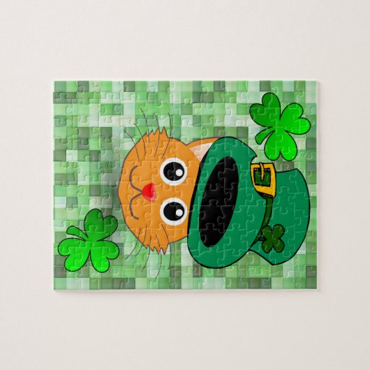 Saint Patrick's Day Jigsaw Puzzle Cat (Horizontal)