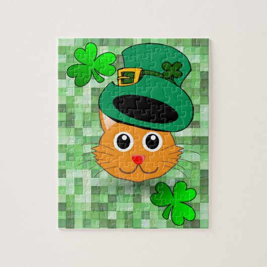 Saint Patrick's Day Jigsaw Puzzle Cat (Vertical)