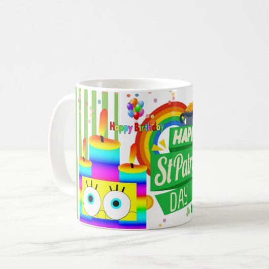 Saint Patrick's Day Joyeux Anniversaire Mug (Devant gauche)