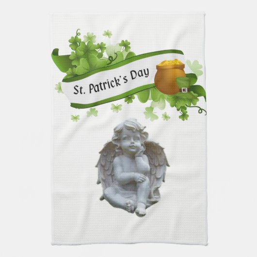 Saint Patrick's Day Kitchen Hand Towel Angel Theedoek (Verticaal)
