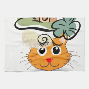 Saint Patrick's Day Kitchen Hand Towel Cat Theedoek
