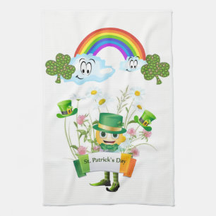 Saint Patrick's Day Kitchen Hand Towel Leprechaun Theedoek