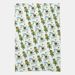 Saint Patrick's Day Kitchen Hand Towel Leprechaun Theedoek