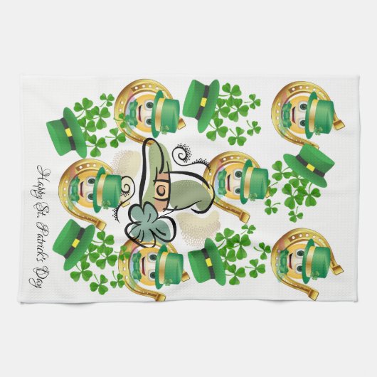 Saint Patrick's Day Kitchen Hand Towel Leprechaun Theedoek (Horizontaal)