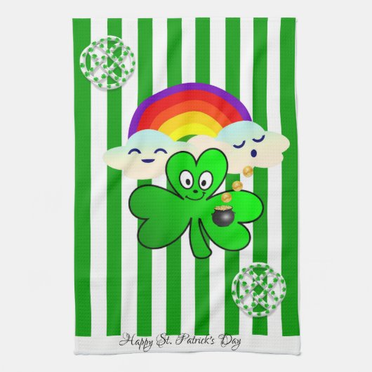 Saint Patrick's Day Kitchen Hand Towel Shamrock Theedoek (Verticaal)