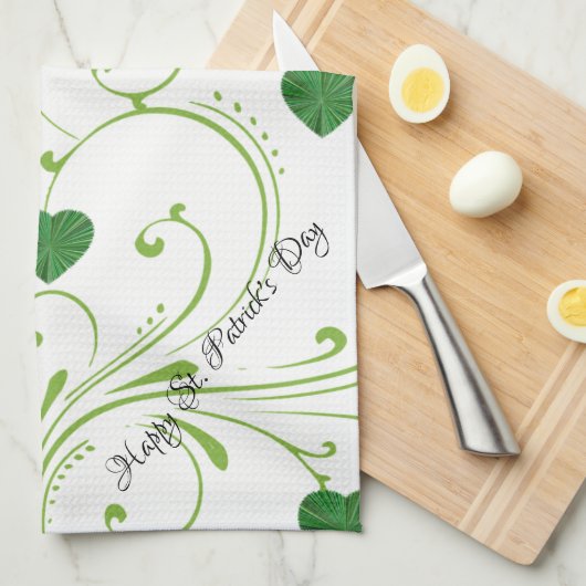 Saint Patrick's Day Kitchen Hand Towel Shamrocks Theedoek (Quarter Fold)