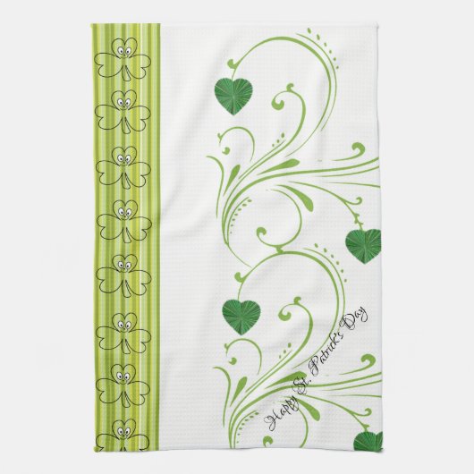 Saint Patrick's Day Kitchen Hand Towel Shamrocks Theedoek (Verticaal)
