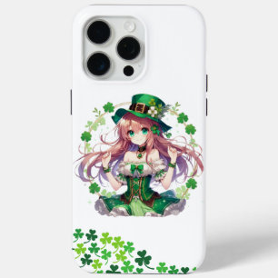 Saint Patrick's Day klaver anime meisje iPhone 15 Pro Max Hoesje