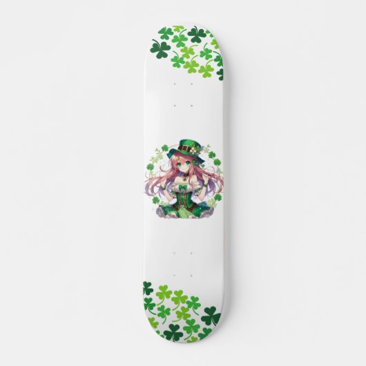 Saint Patrick's Day klaver anime meisje Skateboard (Voorkant)