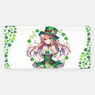 Saint Patrick's Day klaver anime meisje Spandoek