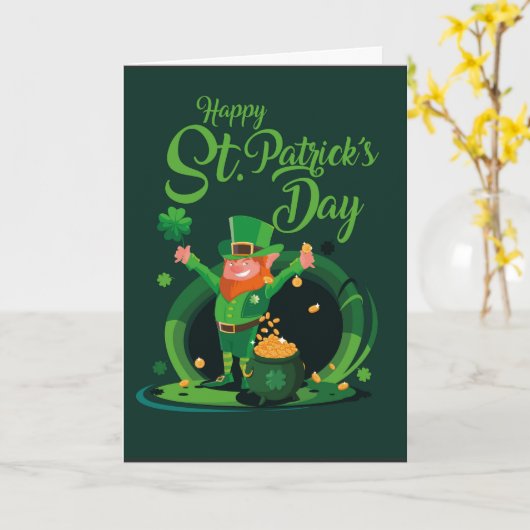 Saint Patrick's Day Leprechaun carte d'accueil (Fleur jaune)