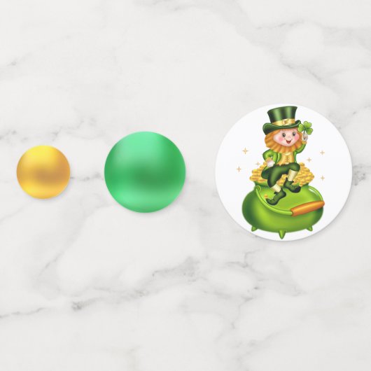 Saint Patrick's Day Leprechaun Elf & Pot of Gold Confetti (Achterkanten)