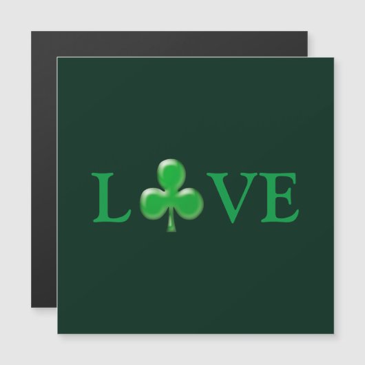 Saint Patrick's Day Love Clover Shamrock Magnet (Devant / Derrière)