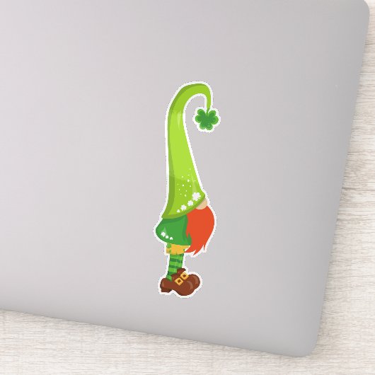 Saint Patrick's Day, Lucky Clovers, Cute Gnome Sticker (Detail)