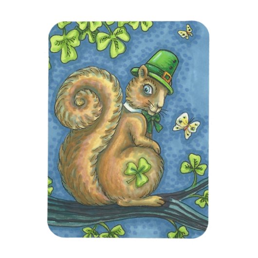 Saint Patrick's Day LUCKY IRISH SQUIRREL MAGNET (Vertical)