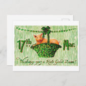 Saint Patrick's Day Lucky Pig,  Briefkaart (Voorkant / Achterkant)