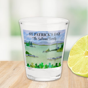 Saint Patrick's Day Lucky Shamrock Custom Name Shot Glas