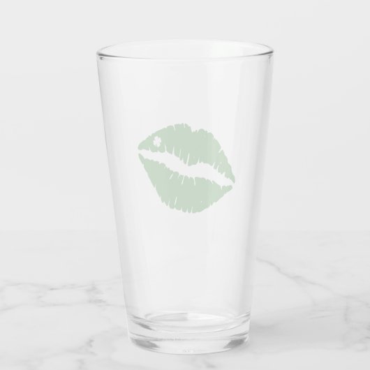 Saint Patrick's Day Lucky Shamrock Lips Irish Glas (Achterkant)