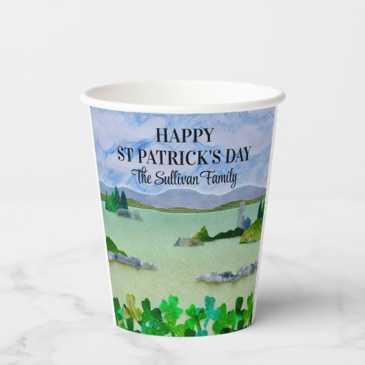 Saint Patrick's Day Lucky Shamrock Personalized Papieren Bekers (Achterkant)