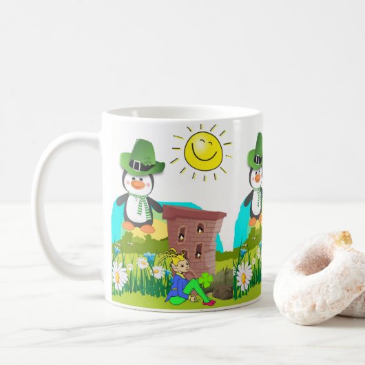 Saint Patrick's Day Mug Penguin (Avec donut)
