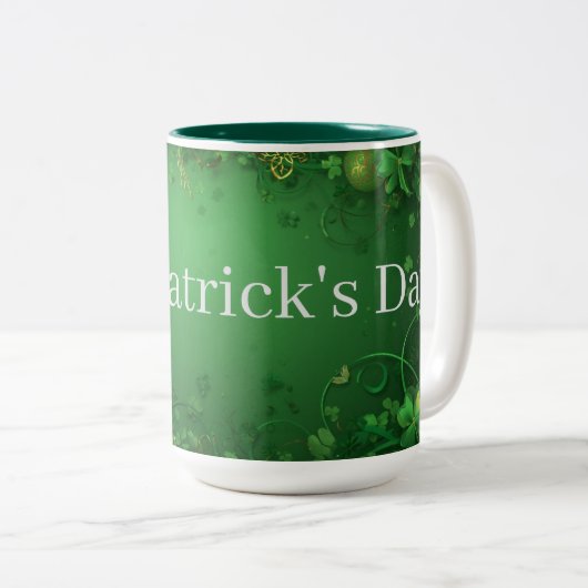 Saint Patrick's Day mug Tweekleurige Koffiemok (Voorkant rechts)