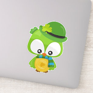 Saint Patrick's Day Owl, Clovers, Leprechaun Pet Sticker
