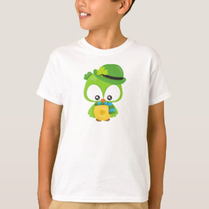 Saint Patrick's Day Owl, Clovers, Leprechaun Pet T-shirt