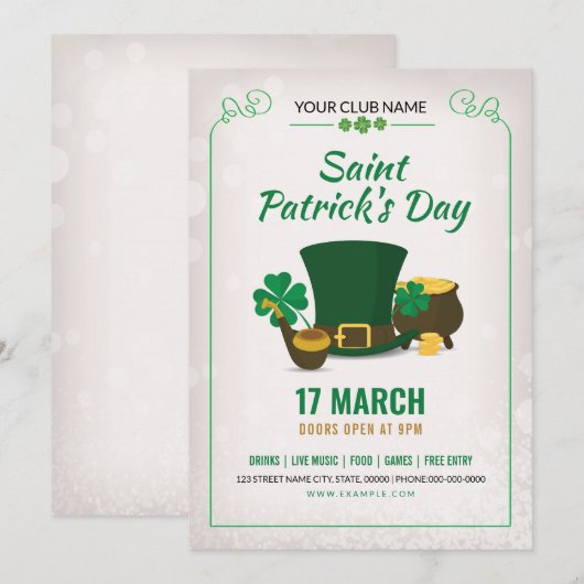 Saint Patricks Day Party Invitation (Devant / Derrière)