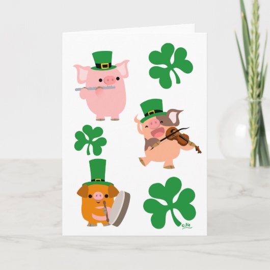 Saint Patrick's Day petits musiciens carte de voeu (Devant)