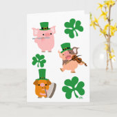 Saint Patrick's Day petits musiciens carte de voeu (Fleur jaune)