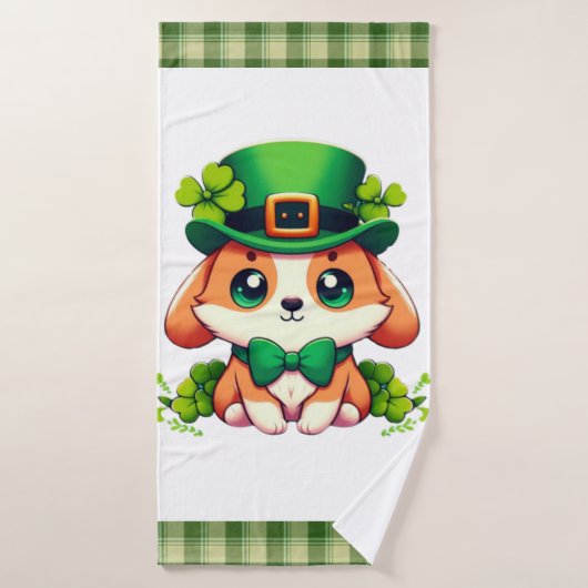 Saint Patricks' Day puppy Badhanddoek (Badhanddoek)