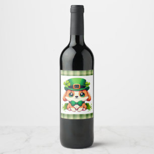 Saint Patricks' Day puppy Wijn Etiket