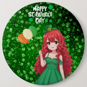 Saint Patrick's day schattige, Ierse anime klasse Ronde Button 6,0 Cm