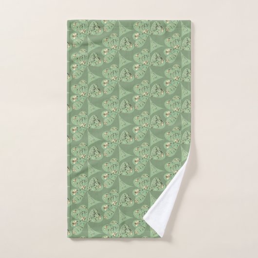 Saint Patrick's Day Shamrock blanc gris vert (Serviette à main)