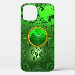 SAINT PATRICK'S DAY SHAMROCK GREEN DAMASK iPhone 12 HOESJE