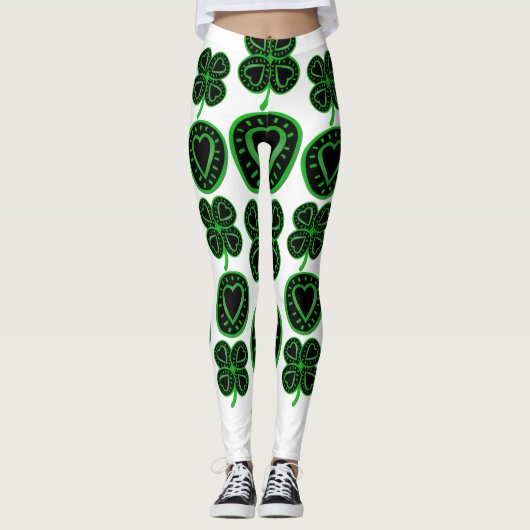 Saint Patrick's Day Shamrock Heart Leggings 4 (Devant)