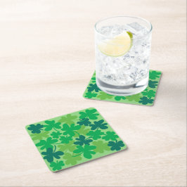 Saint Patrick's Day Shamrock Klaver Papier Onderze Vierkante Kartonnen Onderzetter